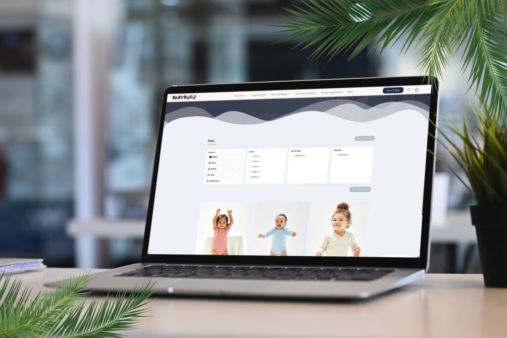 laptop mit Produktansicht der babybugz-Webseite
