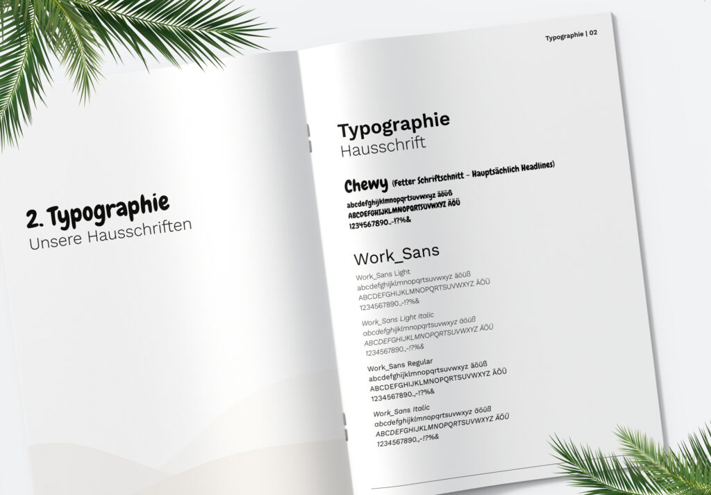 Aufgeschlagener Corporate Design Guide von Babybugz